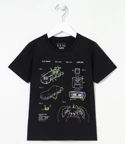 Camiseta Infantil Estampa Game - Tam 5 a 14 anos