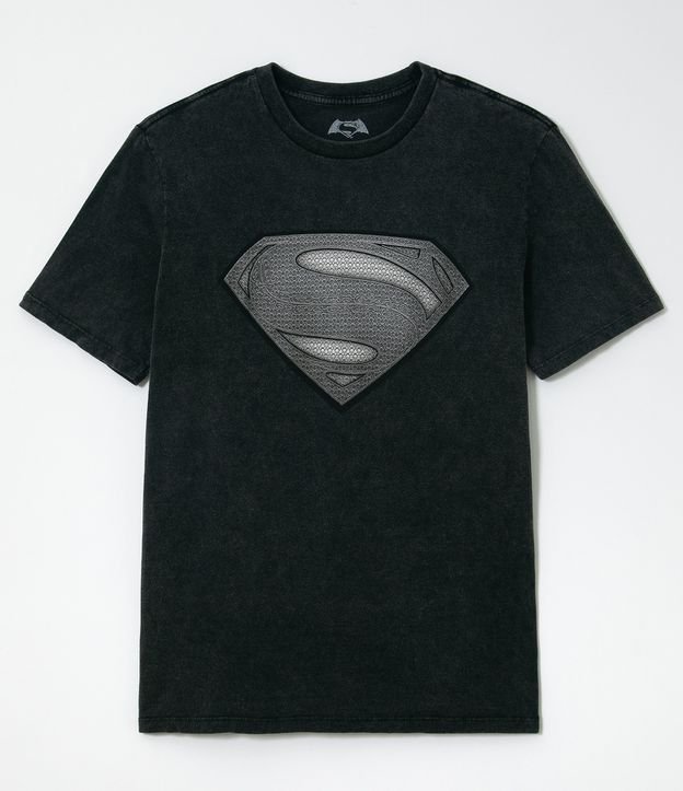 Camiseta em Meia Malha com Estampa Superman Preto 5