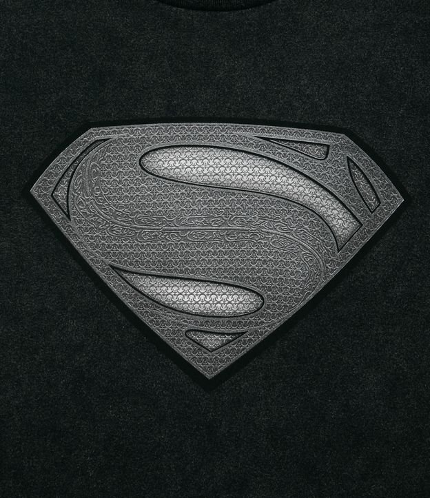 Camiseta em Meia Malha com Estampa Superman Preto 7
