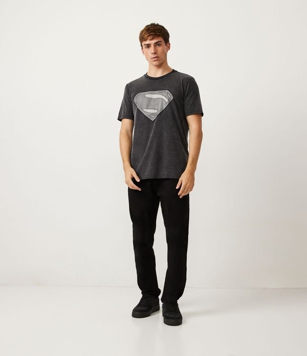Camiseta em Meia Malha com Estampa Superman Preto 2