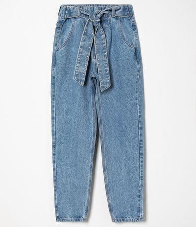 Calça Mom Jeans com Cinto e Strass Menor preço em Calça Mom Jeans com Cinto e Strass