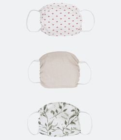 Kit 3 Máscaras de Tecido Estampa Floral
