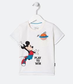 Camiseta Infantil Estampa Mickey com Bolso de Tela - Tam 1 a 4 anos