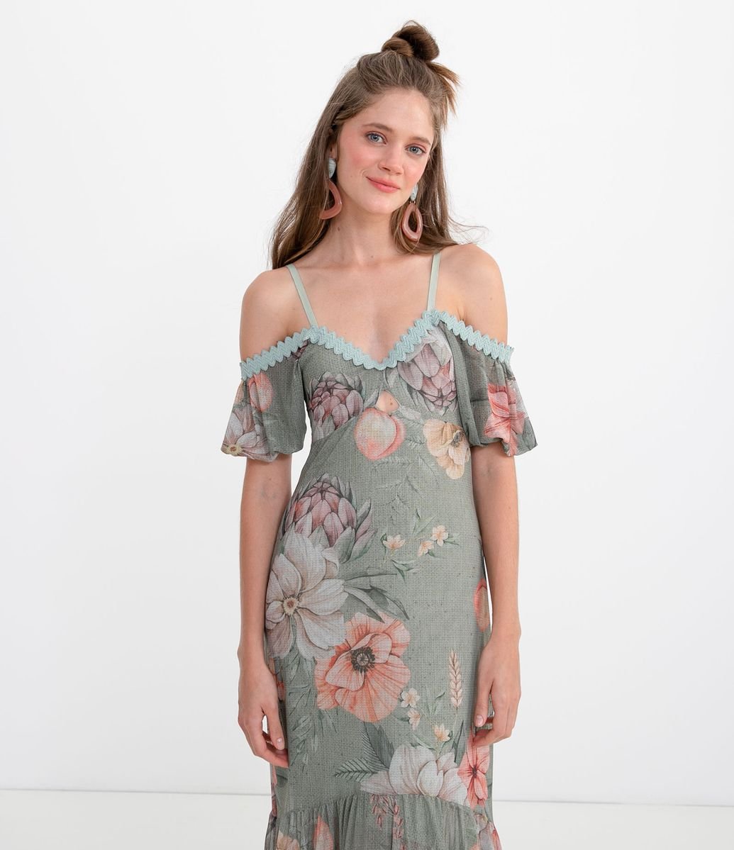 vestido floral midi renner