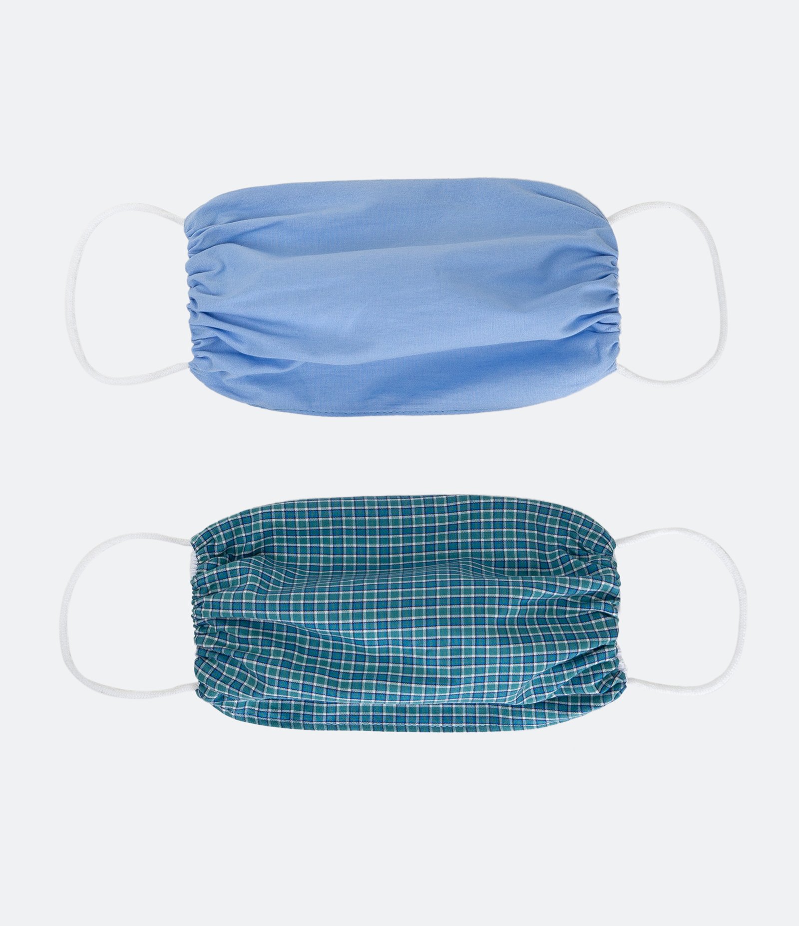 KIt com 2 Máscaras de Tecido Xadrez e Lisa  Verde 1