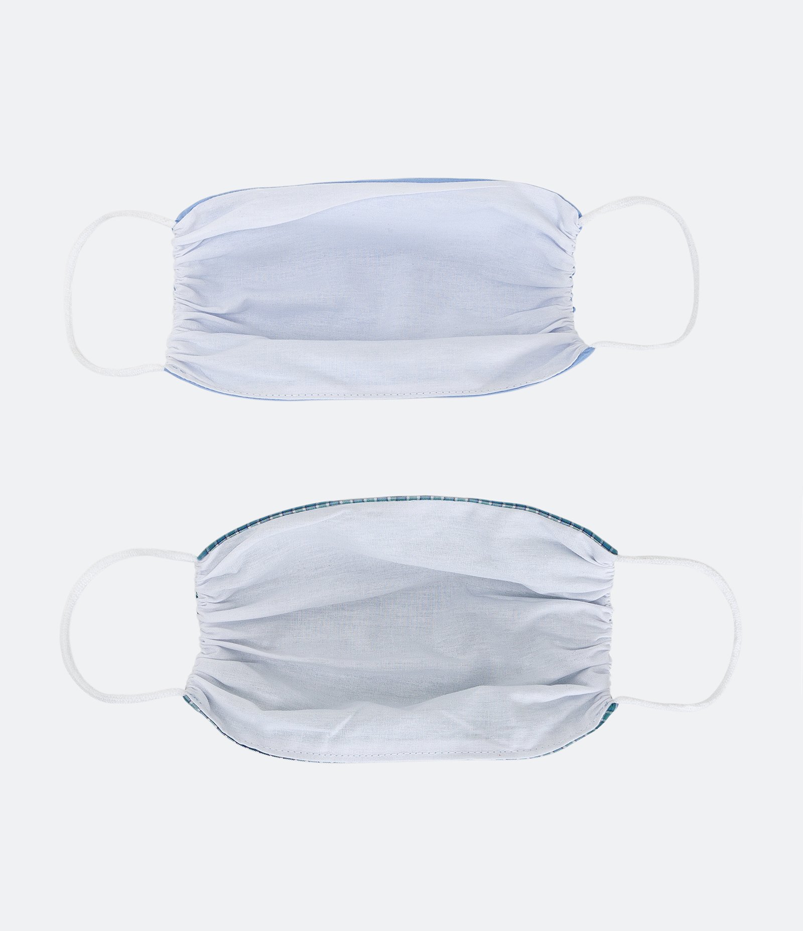 KIt com 2 Máscaras de Tecido Xadrez e Lisa  Verde 2