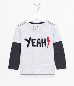 Camiseta Infantil com Manga Sobreposta Yeah - Tam 1 a 5 anos