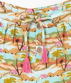 Short Clochard em Linho com Amarração e Botões - Renner