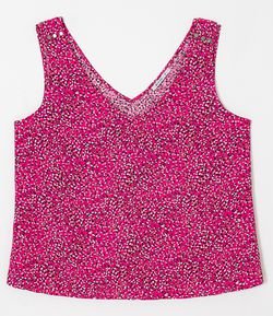 Blusa Regata Gola V Estampa Mini Animal Print