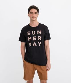 Camiseta Manga Curta com Estampa Summer