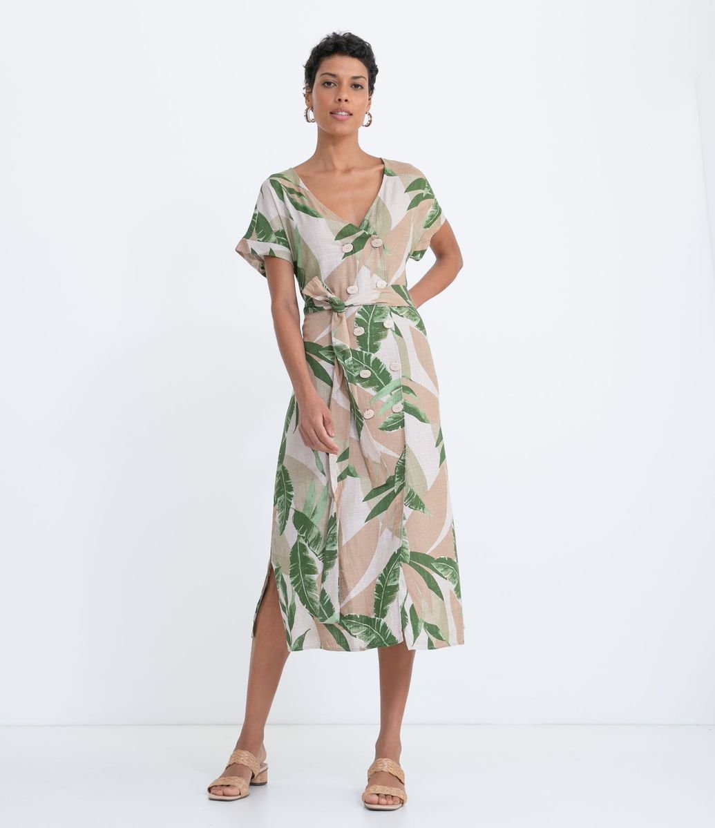 Vestido Chemise em Viscolinho com Cinto Faixa e Estampa de Folhagem é ruim? Vestido Chemise em Viscolinho com Cinto Faixa e Estampa de Folhagem é boa?