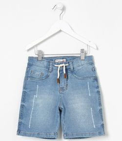 Bermuda Infantil em Jeans Comfy com Cordão - Tam 5 a 14 anos