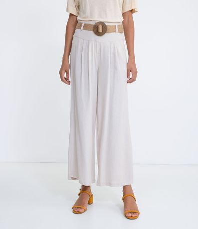 Calça Pantalona em Viscolinho Lisa com Cinto de Palha é boa?