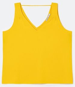 Blusa Regata Gola V com Pregas nos Ombros