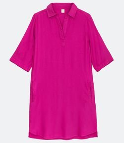 Vestido Corto en Viscosa con Bolsillos y sin Estampa