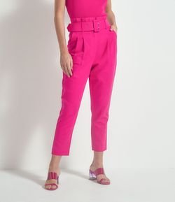 Calça Clochard em Linho com Cinto Forrado e Pregas