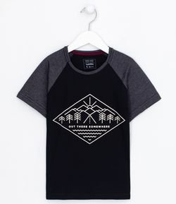Camiseta Infantil Estampa Montanhas - Tam 5 a 14 anos