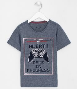 Camiseta Infantil Estampa Game In Progress - Tam 5 a 14 anos 