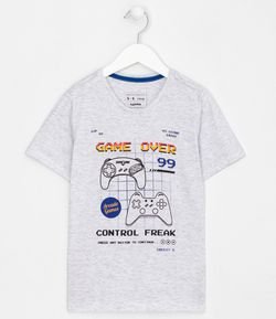 Camiseta Infantil Estampa Controle de Video Game - Tam 5 a 14 anos