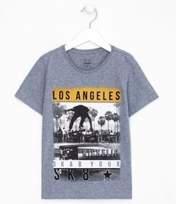Camiseta Infantil Estampa Skatista Los Angeles - Tam 5 a 14 anos