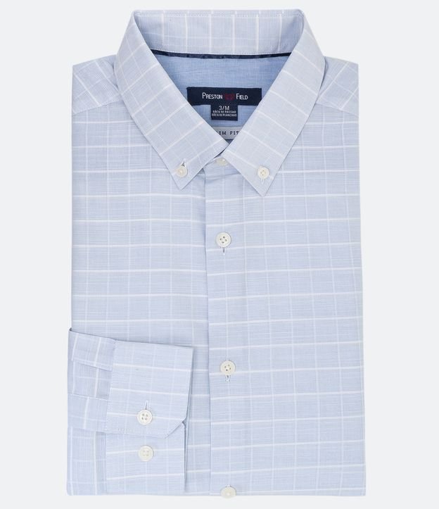 Camisa Manga Longa Slim Grid Texturizada | Preston Field | Azul | 02