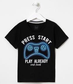 Camiseta Infantil Estampa Controle de Game - Tam 5 a 14 anos