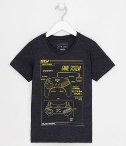 Camiseta Infantil Estampa Ficha Técnica Game  - Tam 5 a 14 anos 