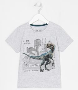 Camiseta Infantil Estampa de Dinossauro - Tam 5 a 14 anos