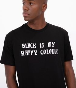 Camiseta Manga Curta Meia Malha Black Is My Happy Colour 