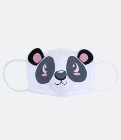 Máscara de Tecido Infantil Estampa Panda com Orelhinhas - Tam PP ao P