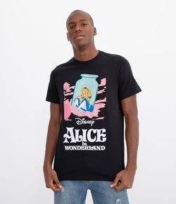 Camiseta Manga Curta Estampa Alice in Wonderland Rio de Lágrimas 