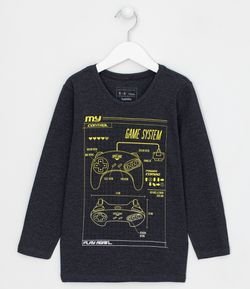 Camiseta Infantil Estampa Game System - Tam 5 a 14 anos