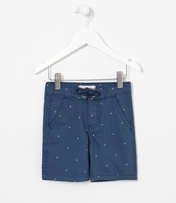 Bermuda Infantil Jeans Estampa Mini Losângulos com Amarração - 1 a 5 anos