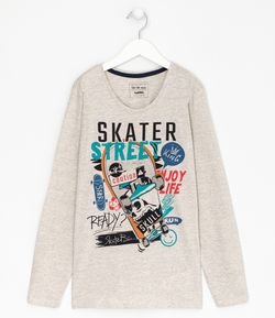 Camiseta Infantil Estampa Skate - Tam 5 a 14 anos