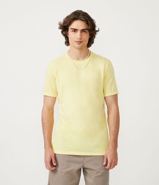 Camiseta Básica em Algodão Amarelo Claro 1