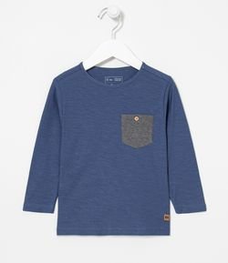 Camiseta Infantil com Bolsinho Contrastante - Tam 1 a 5 anos
