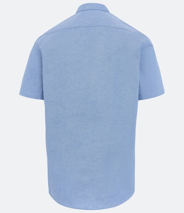 Camisa Comfort em Algodão com Manga Curta Azul Claro 6