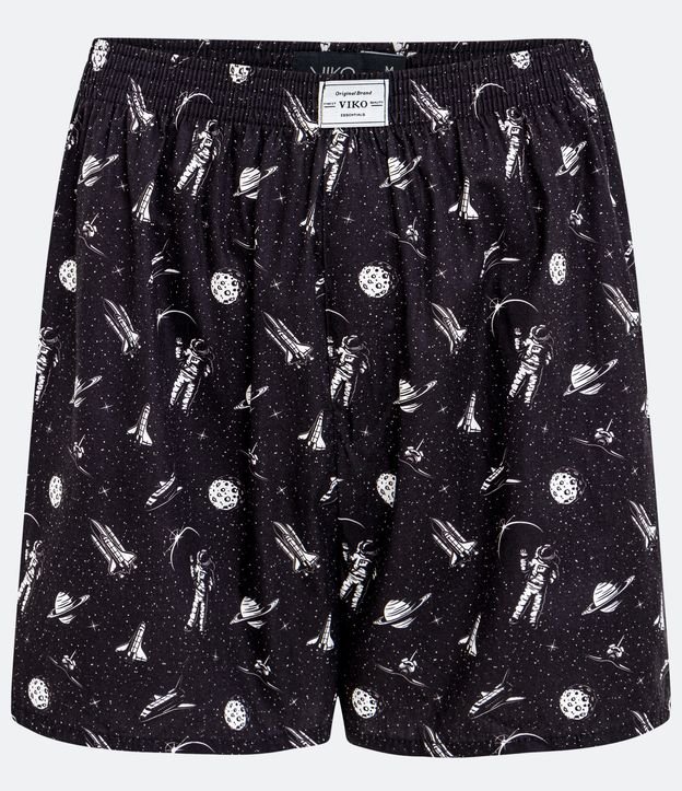 Boxer Tela en Tricoline Estampa Astronauta Negro 4
