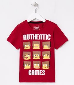 Camiseta Infantil Estampa Authentic Games - Tam 5 a 14 anos