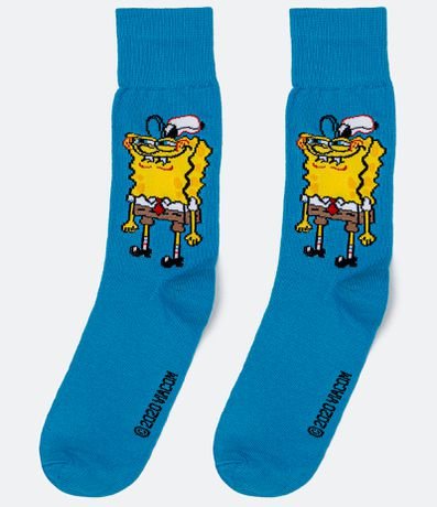 Meia Cano Longo Estampa Bob Esponja Menor preço em Meia Cano Longo Estampa Bob Esponja