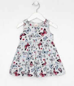Vestido Infantil en Estampado de Mariposas - Talle 0 a 18 meses