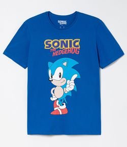 Camiseta Manga Curta com Estampa Sonic