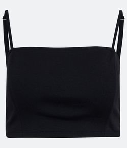 Blusa Cropped de Alça em Ponto Roma com Decote Reto