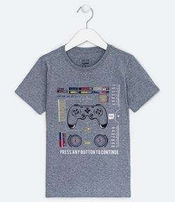 Camiseta Infantil Estampa Controle Game - Tam 5 a 14 anos 
