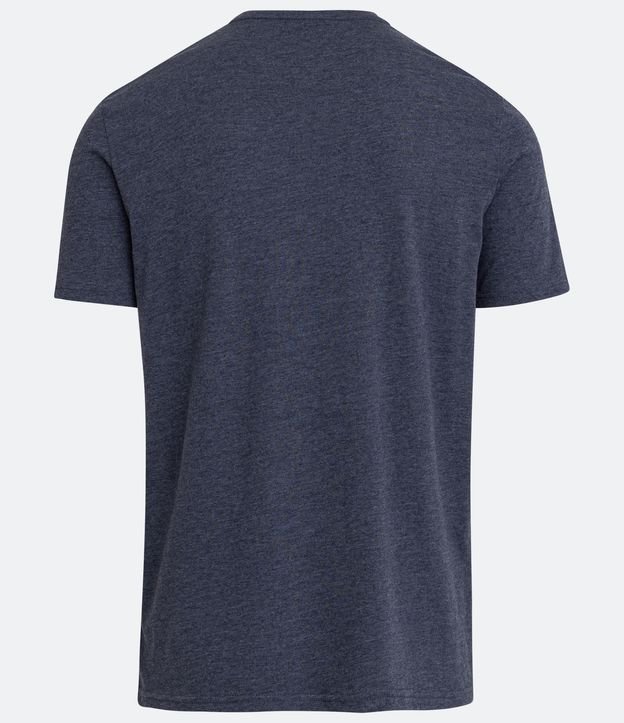 Camiseta Regular Básica em Algodão com Gola V Azul 7