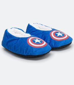 Pantunfla Zapatilla Infantil Fleece Estampado Capitán América - Talle P al G