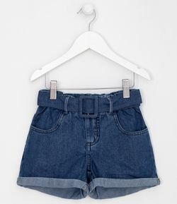 Short Infantil Clochard em Jeans com Cinto - Tam 5 a 14 anos
