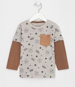 Camiseta Infantil Sobreposta Estampa Urso Xerife - Tam 1 a 5 anos