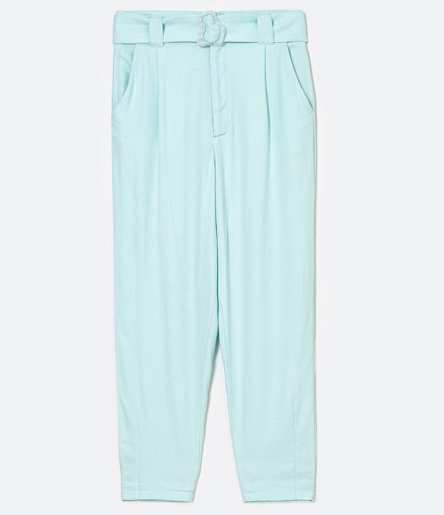 Pantalón Comfort sin Estampado en Viscose con Cinturón y Hebilla Verde 6