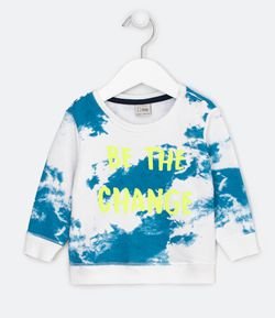 Blusão Infantil Estampa Tie Dye com Lettering Be The Change - Tam 3 a 18 meses